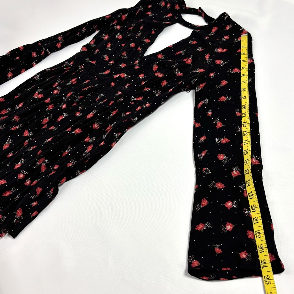 Free People Black Red Floral Mini Dress – Size 8 - Picture 15 of 16